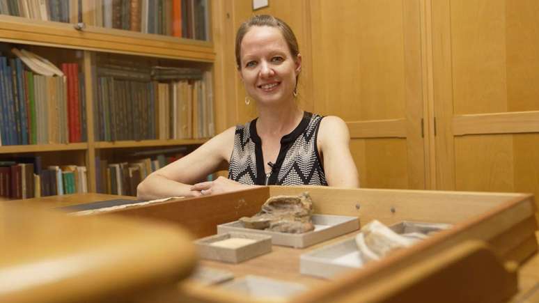 A paleont&oacute;loga Emma Nicholls coordena o processo de envio dos f&oacute;sseis brasileiros que estavam no Museu de Hist&oacute;ria Natural da Universidade de Oxford