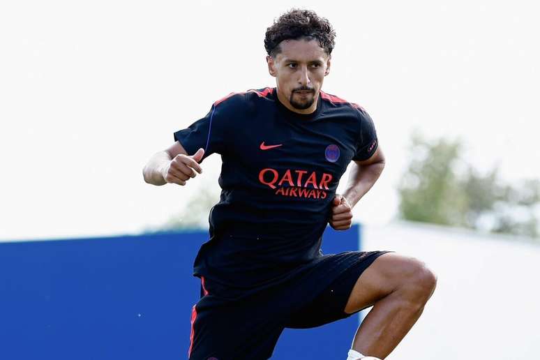 Marquinhos durante atividade na pr&eacute;-temporada do PSG &ndash;