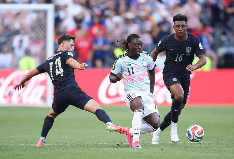 Jeremy Doku durante jogo contra os EUA na Copa &ndash;