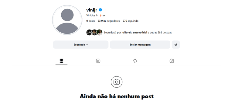 Vini Jr. apaga publica&ccedil;&otilde;es do Instagram