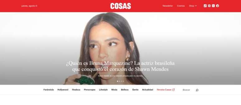 A revista 'Cosas', do Equador, destacou, al&eacute;m de outras coisas, a estreia de Bruna Marquezine em Hollywood