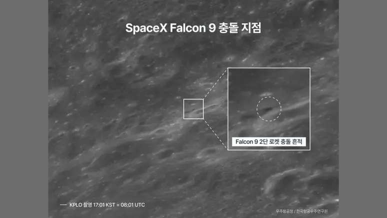 Coreia do Sul divulga imagens do impacto de foguete da SpaceX na Lua
