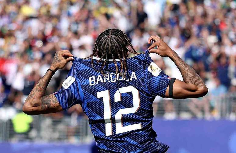 Bradley Barcola comemora seu gol diante de Senegal, na estreia da Fran&ccedil;a na Copa do Mundo &ndash;