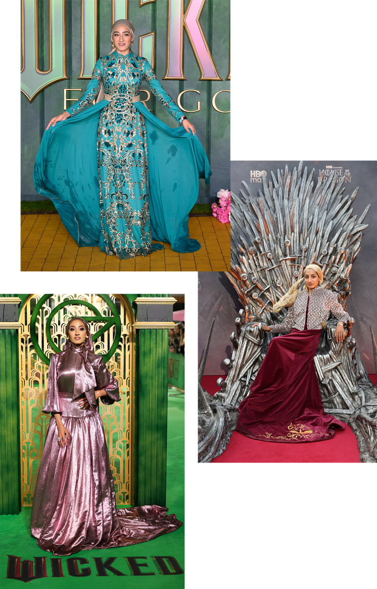 Zainab Jiwa comparece &agrave;s estreias de Wicked: For Good, House of the Dragon Temporada 3 e Wicked: Part One.
