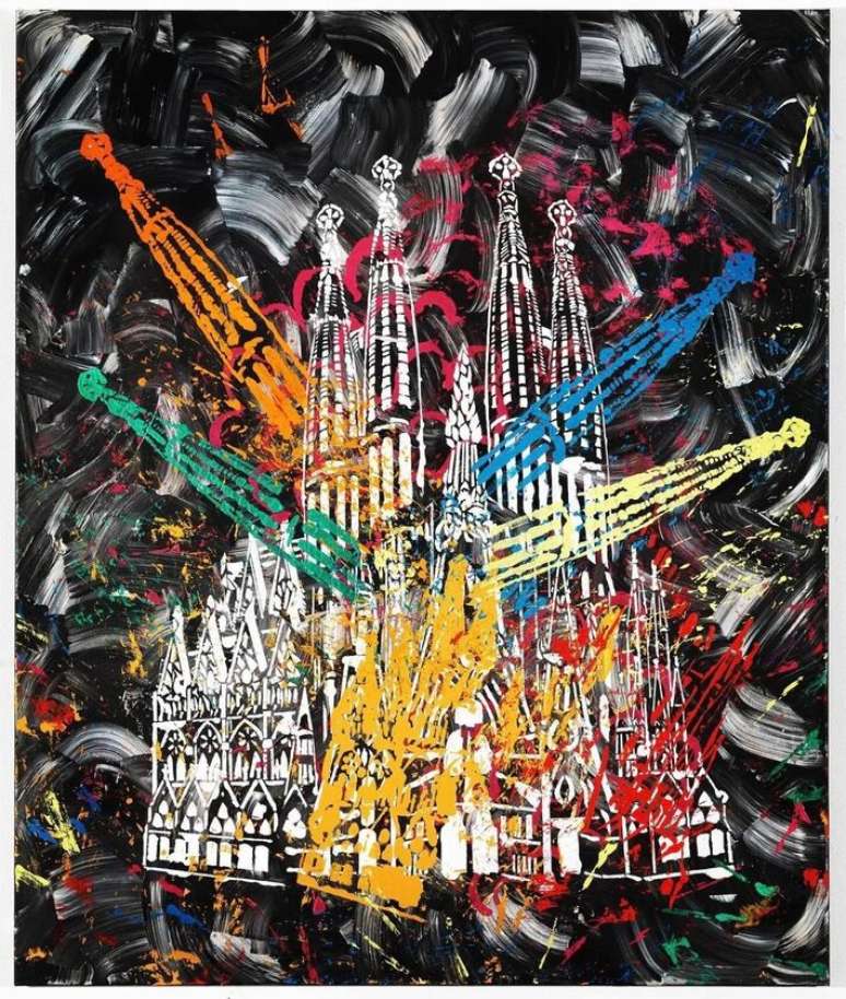'A Sagrada Fam&iacute;lia' inspira tela da s&eacute;rie 'Apocalipse' de Alex Flemming, em cartaz em S&atilde;o Paulo