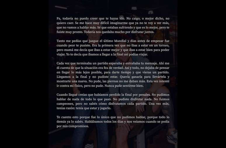 Messi postou carta emocionante para se despedir do pai &ndash;