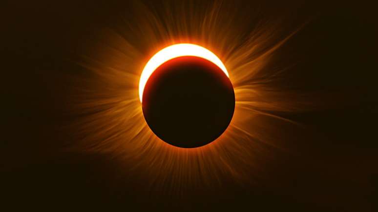 No eclipse solar, a Lua fica entre a Terra e o Sol