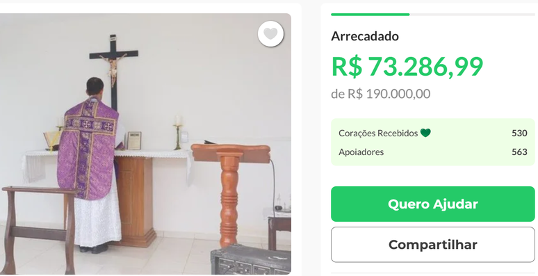 Padre Rodrigo tem pedido doa&ccedil;&otilde;es para comprar a casa em que mora e onde tem realizado as missas tradicionais