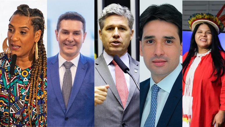 Anielle Franco (PT); Jader Filho (MDB); Paulo Teixeira (PT); Silvio Costa Filho (Republicanos) e S&ocirc;nia Guajajara (PSOL)