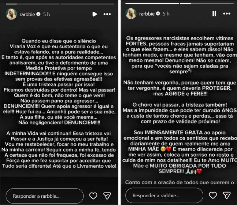 Postagens feitas por Raffa Rarbbie sobre acusa&ccedil;&otilde;es a Latino