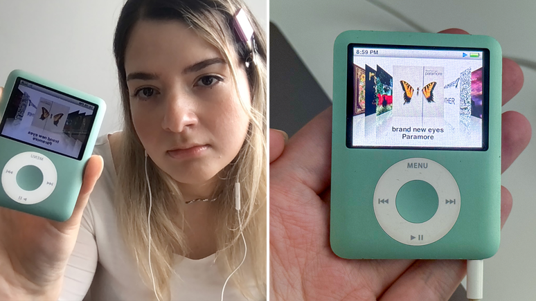O iPod verde-menta de Cheri Sanih &eacute; uma rel&iacute;quia do passado