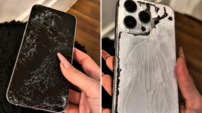 Celular de Raffa Rarbbie que teria sido destru&iacute;do por Latino.