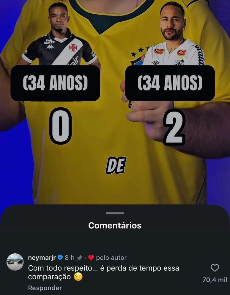 Camisa 10 do Santos reagiu a uma compara&ccedil;&atilde;o com o volante do Vasco &ndash;