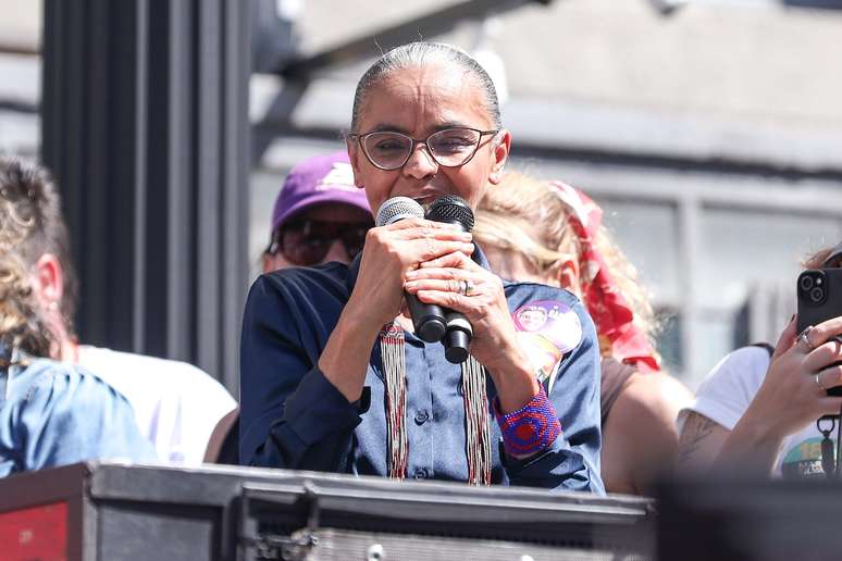 Marina Silva durante ato desta segunda-feira, 17