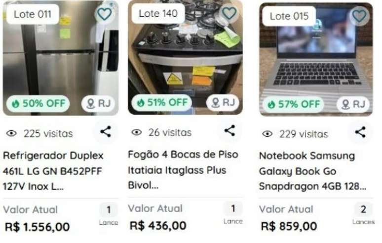 Eletrodom&eacute;sticos dispon&iacute;veis na plataforma