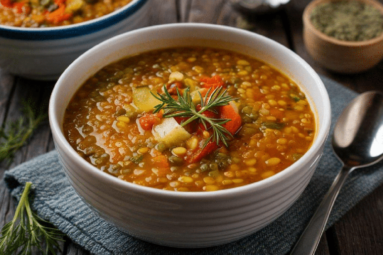 Sopa de lentilha com legumes 