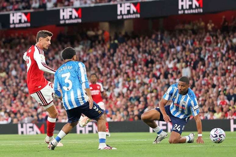 Havertz finaliza de canhota para fazer o primeiro gol da Premier League 2026/27 &ndash;