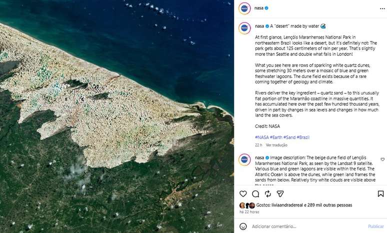 Postagem da ag&ecirc;ncia sobre os Len&ccedil;&oacute;is Maranhenses