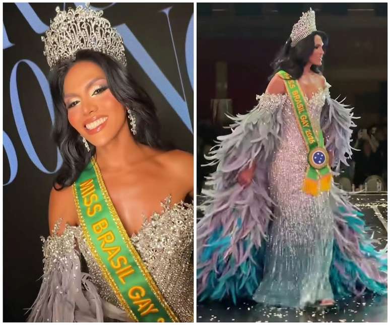 A nova Miss Brasil Gay na sua apresenta&ccedil;&atilde;o &agrave; plateia