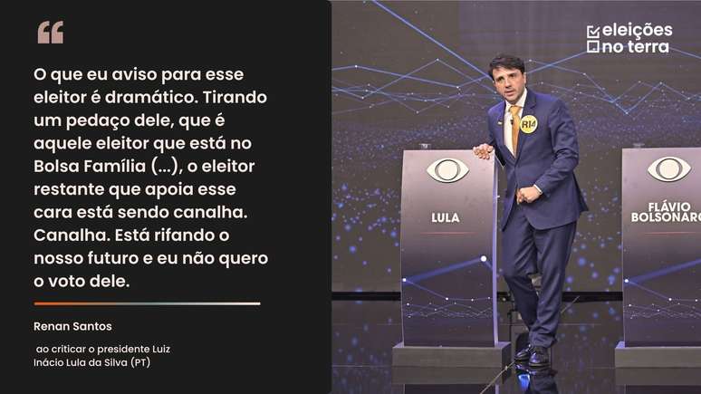 Debate da Band reuniu os candidatos &agrave; Presid&ecirc;ncia Renan Santos (Miss&atilde;o), Ronaldo Caiado (PSD) e Augusto Cury (Avante) 