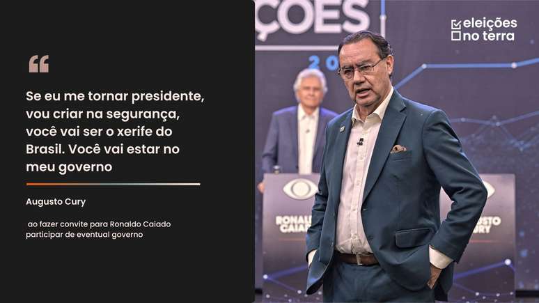 Debate da Band reuniu os candidatos &agrave; Presid&ecirc;ncia Renan Santos (Miss&atilde;o), Ronaldo Caiado (PSD) e Augusto Cury (Avante) 