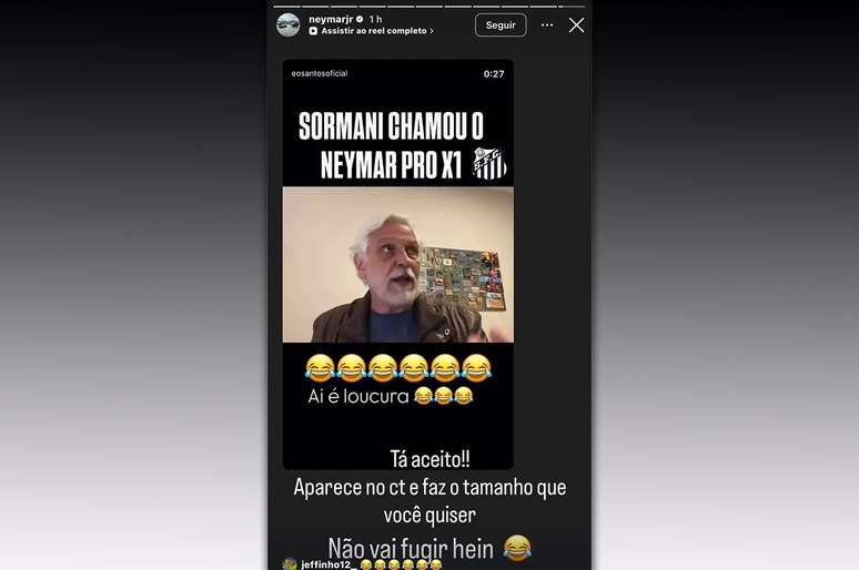 Post de Neymar ao aceitar desafio &ndash;