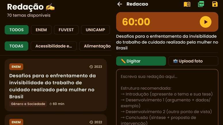 O aplicativo traz mais de 210 t&oacute;picos organizados por mat&eacute;ria e vestibular e cria um plano de estudos personalizado