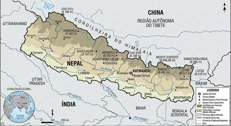 Mapa do Nepal