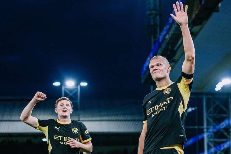 Haaland: dois gols na goleada do City sobre o Crystal Palace.