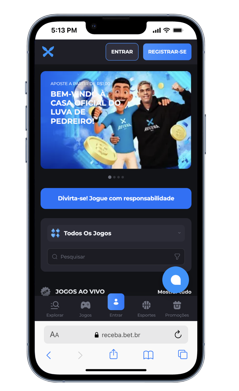A Receba bet tem um site um app para apostar ou jogar online