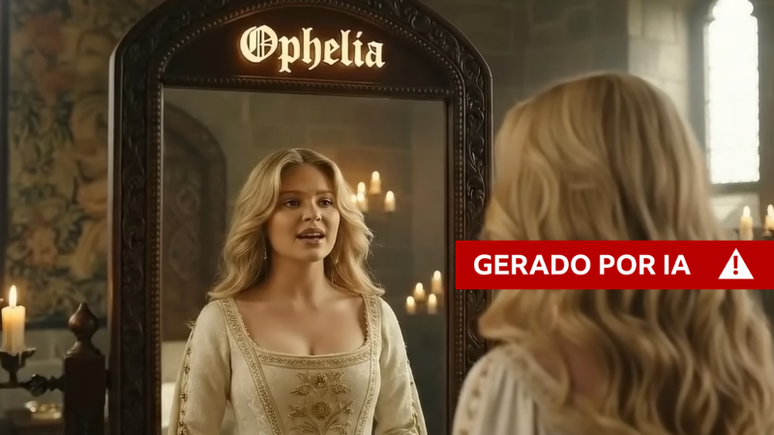 Avatar de Lu&iacute;sa Sonza criado com IA para o clipe de A Sina de Of&eacute;lia, que circula nas redes sociais e no YouTube