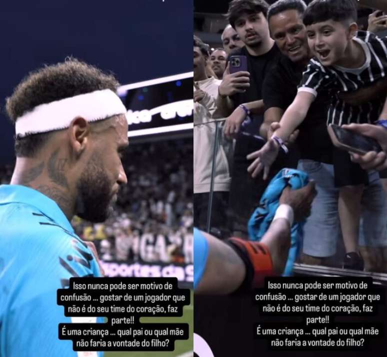Neymar deu camisa do Santos a torcedor corintiano