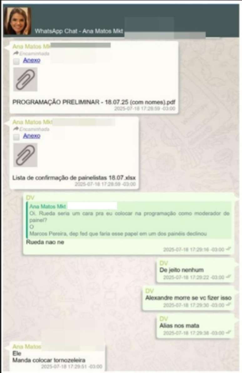 Vorcaro diz a assessora que Moraes o "mataria" se convidasse Rueda para evento