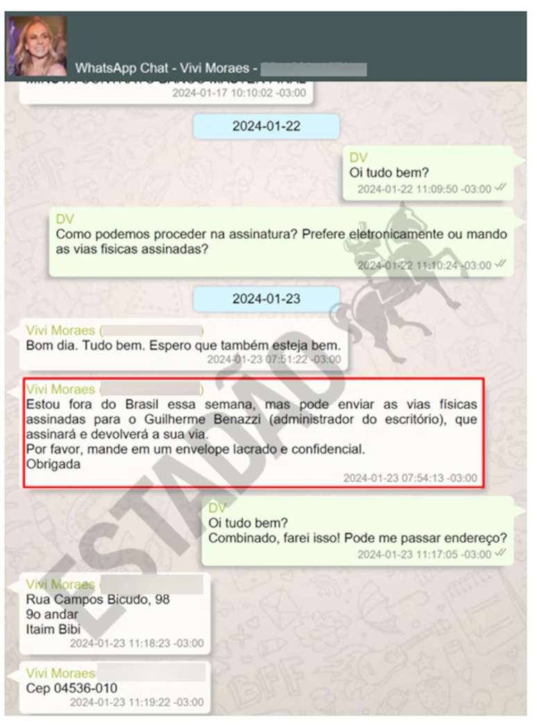 Daniel Vorcaro questionou Viviane Barci de Moraes sobre a assinatura do contrato