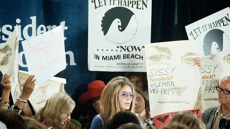 Gloria Steinem na Conven&ccedil;&atilde;o Democrata de 1972