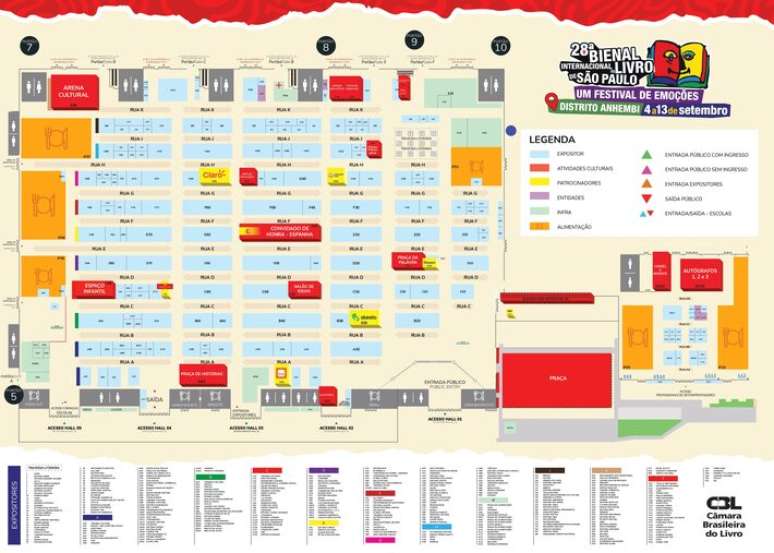 Mapa da Bienal do Livro de S&atilde;o Paulo 2026.