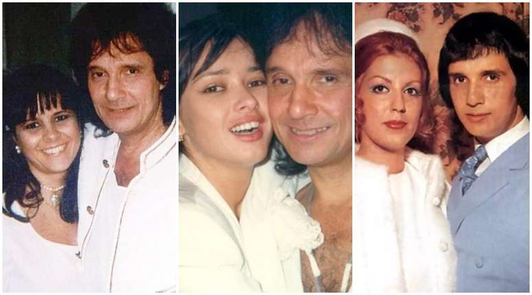 Roberto Carlos e suas tr&ecirc;s esposas (Maria Rita, Myriam Rios e Nice): "Meus casamentos deram certo"