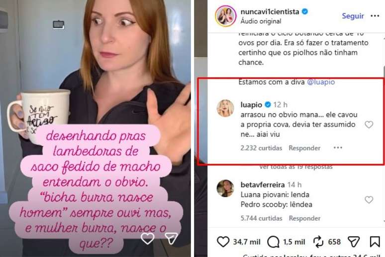 V&iacute;deo compartilhado por Luana | Coment&aacute;rio feito por Luana