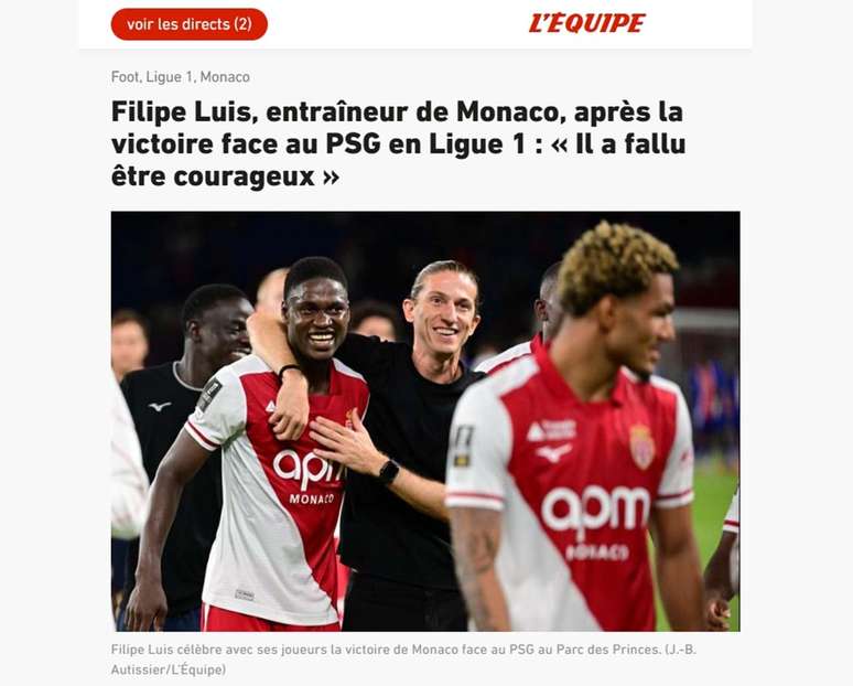 L&rsquo;&Eacute;quipe elogia Filipe Lu&iacute;s &ndash;