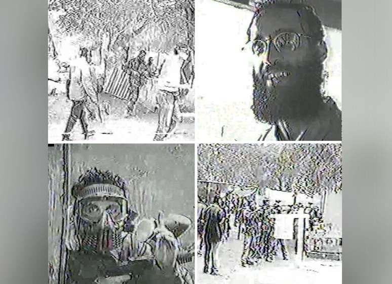 Imagens granuladas de uma partida de paintball filmada por Bayoumi, com Anwar al-Awlaki no canto superior direito
