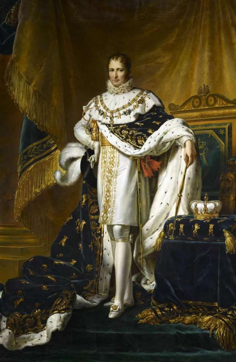 Napole&atilde;o Bonaparte for&ccedil;ou rei espanhol Fernando 7&ordm; a abdicar do trono em favor de seu irm&atilde;o, Jos&eacute; (mais tarde Jos&eacute; 1&ordm;, da Espanha, retratado no quadro)