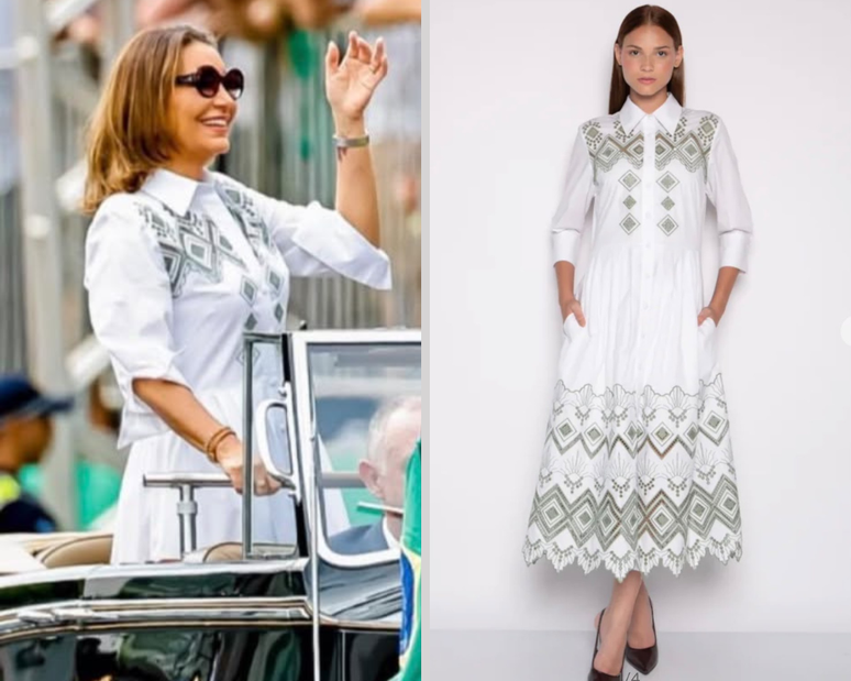 Jabja no desfile de 7 de Setembro e o vestido Pietra 