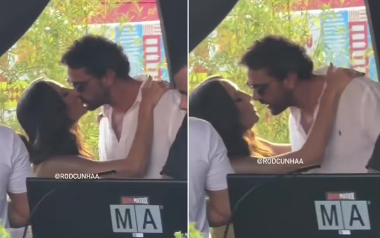 Ivete Sangalo e Tiago Maia trocam beijos