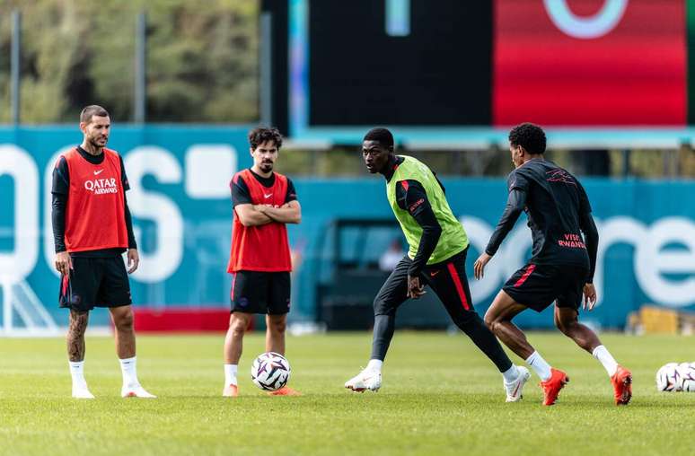 Jogadores do PSG durante treinamento da equipe &ndash;