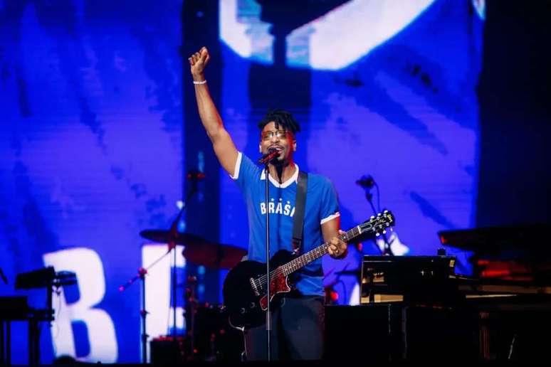 Jon Batiste | Imagem: Divulga&ccedil;&atilde;o/Rock in Rio (Cr&eacute;dito: @MorivaFilmes/@VansBumbeersFoto)