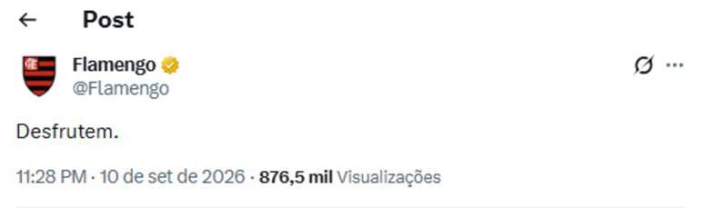 Postagem do Flamengo ap&oacute;s vit&oacute;ria sobre o Del Valle &ndash;