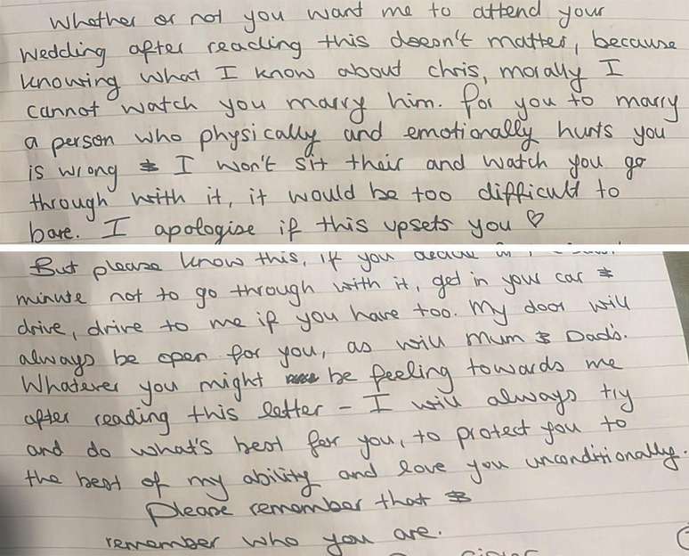 'Sempre tentarei fazer o que for melhor para voc&ecirc; e proteg&ecirc;-la o melhor que puder', diz a carta da irm&atilde; de Amy