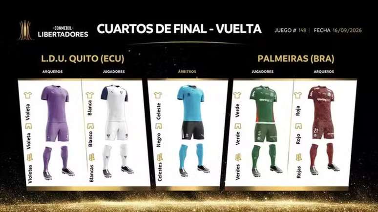 Confira os uniformes de Palmeiras e LDU nas quartas de final da Libertadores &ndash;