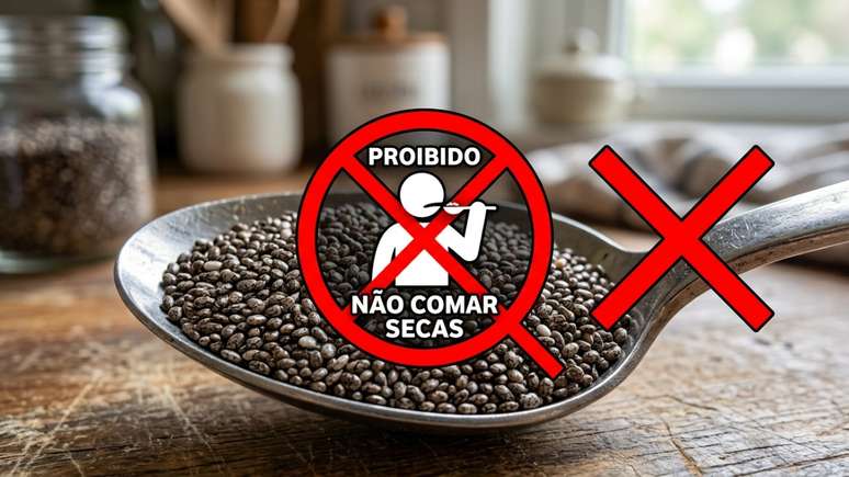 Consumir chia seca sem hidrata&ccedil;&atilde;o pr&eacute;via pode causar s&eacute;rios riscos de obstru&ccedil;&atilde;o e desconforto abdominal.