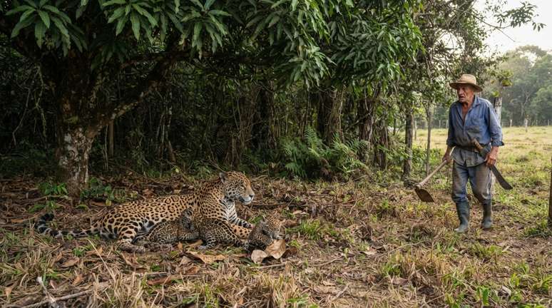 Jo&atilde;o mora havia 18 anos na mesma pequena propriedade, cercada por pastagens e uma faixa de mata mais densa ao fundo